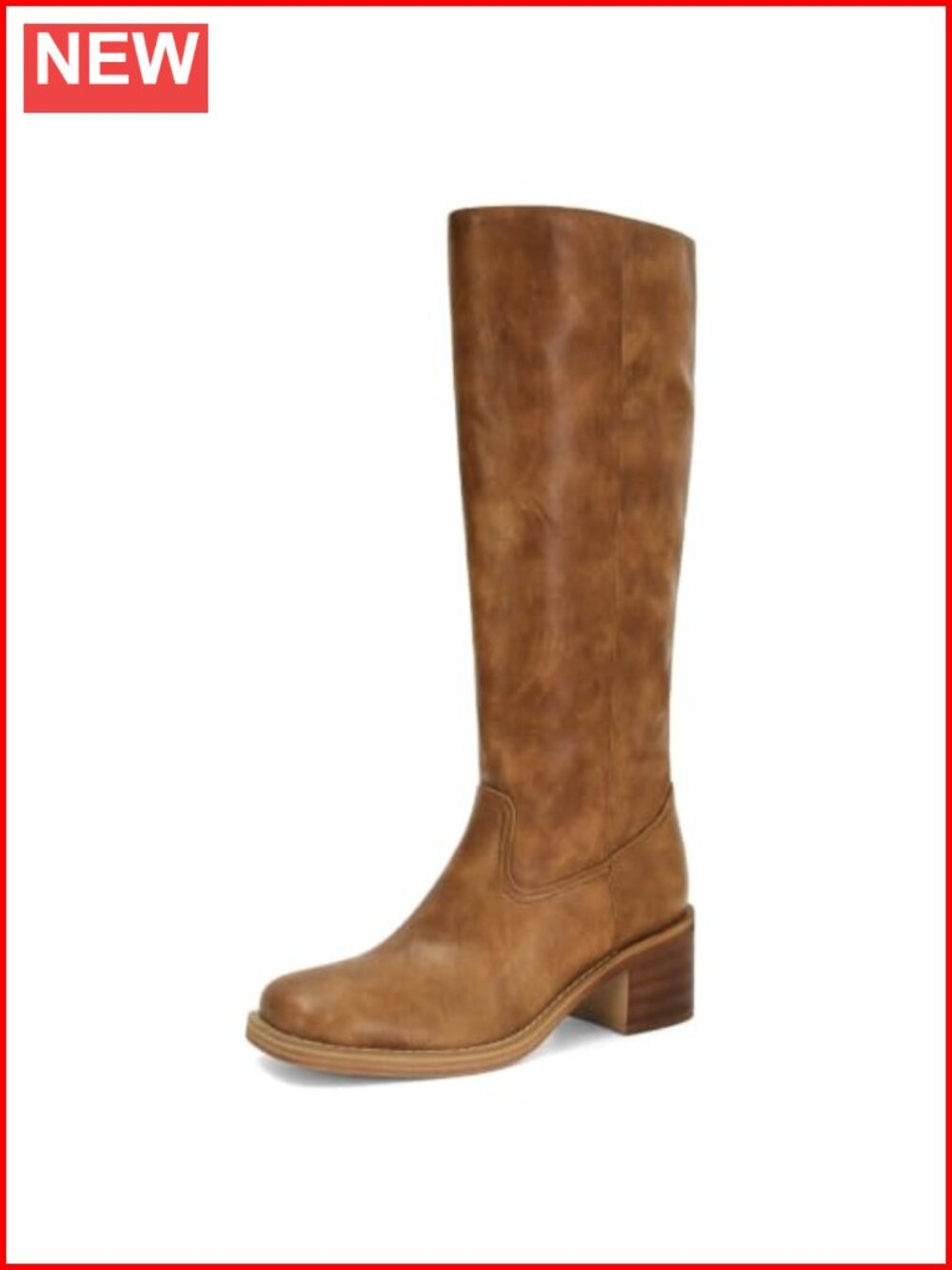 Womens Knee High Boots Square Toe Block Heel Pull On Riding Boots